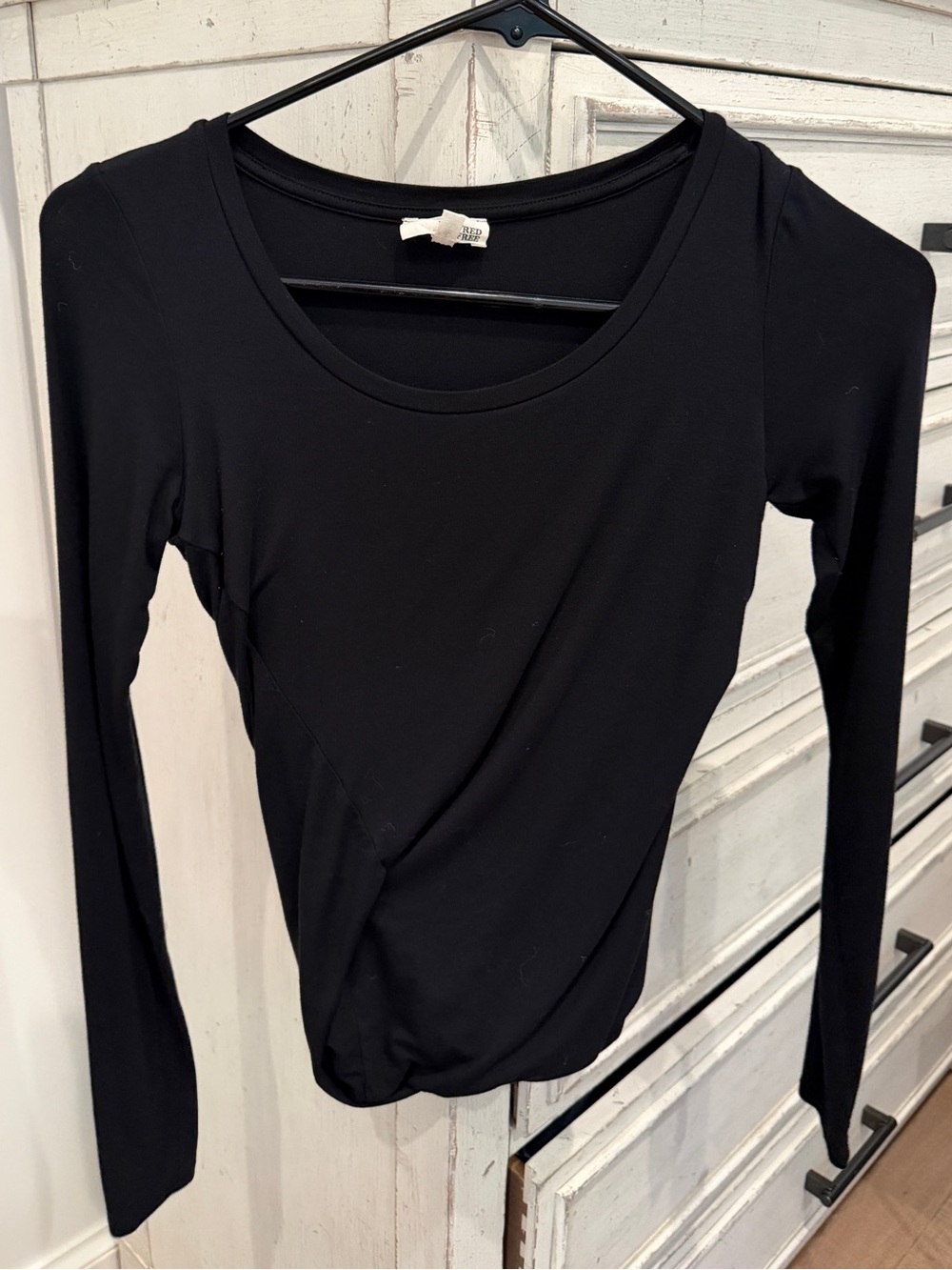 Wilfred Free Black Ruched Long Sleeve Top XS